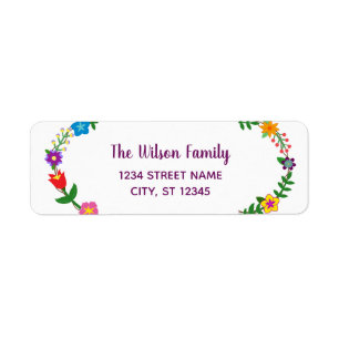Elegant Script Modern Flowers Return Address Label