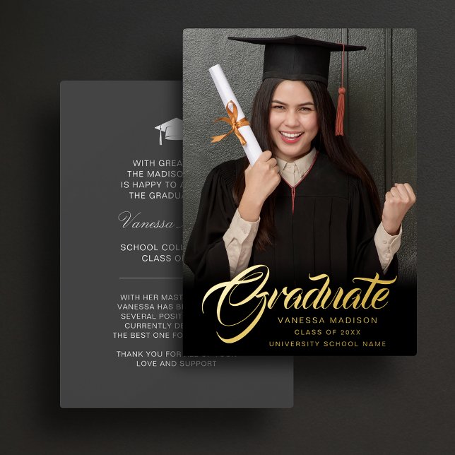 Elegant Script | Modern Grad Photo Announcement (Creator Uploaded)