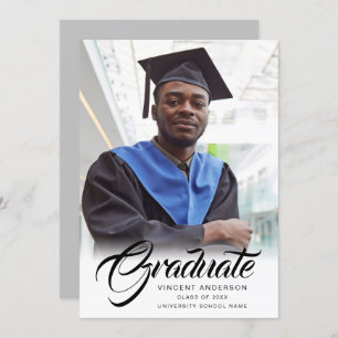 Elegant Script   Modern Grad Photo Announcement