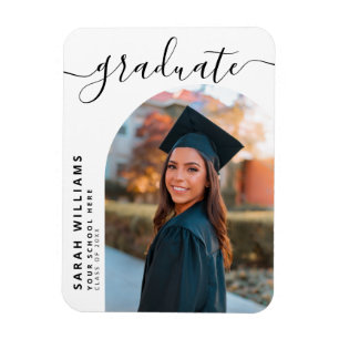 Elegant Script Modern Graduation Announcement Magnet