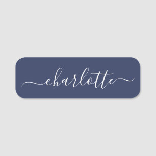 Elegant Script Modern Name Personalized Navy Blue Tag