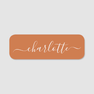 Elegant Script Modern Name Personalized Orange Name Tag