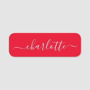 Elegant Script Modern Name Personalized Red Tag