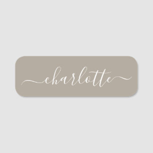 Elegant Script Modern Name Personalized Taupe Tag