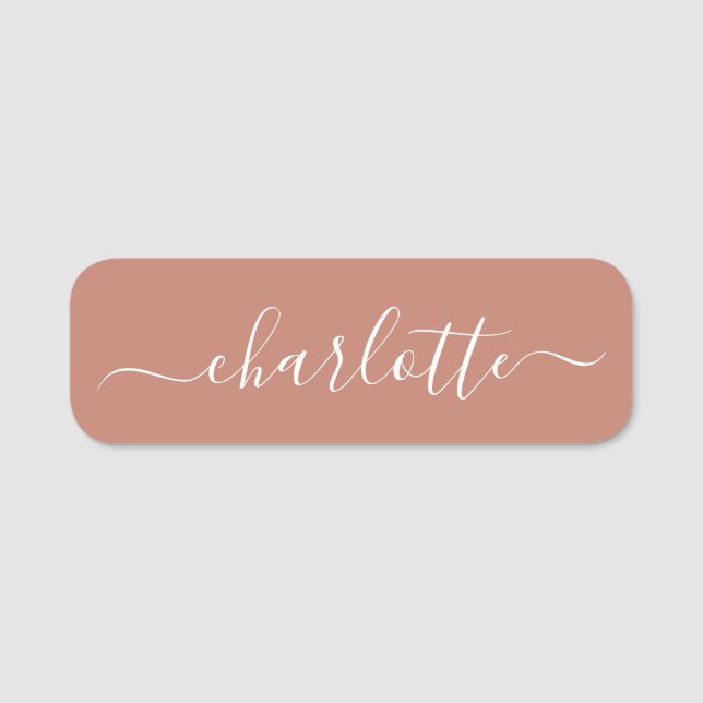 Elegant Script Modern Name Personalized Terracotta Tag (Front)