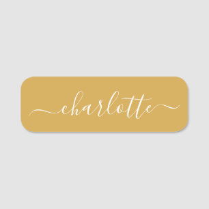 Elegant Script Modern Name Personalized Yellow Tag
