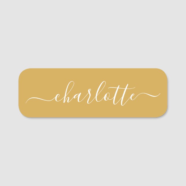 Elegant Script Modern Name Personalized Yellow Tag (Front)
