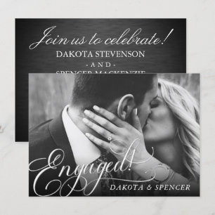 Elegant Script Modern Photo Engagement Party Invitation