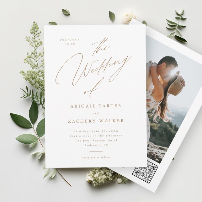 Elegant Script Modern Photo Wedding Invitation (Creator Uploaded)