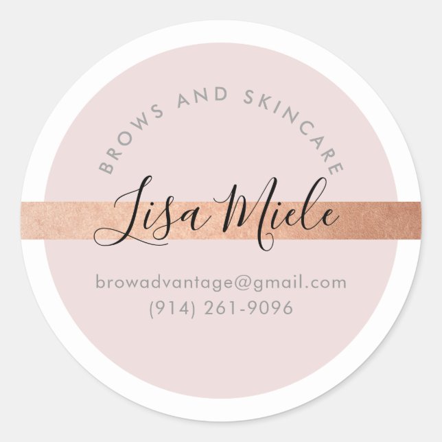 ELEGANT script modern pretty rose gold blush pink Classic Round Sticker (Front)
