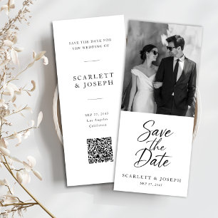Elegant Script Modern QR Code Photo Bookmark Save The Date