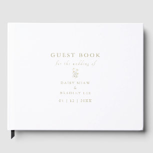 Elegant Script Modern Watercolor Daisy Guest Book