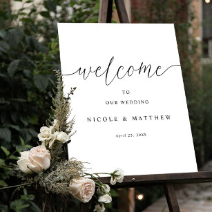 Elegant Script Modern Wedding Welcome Sign