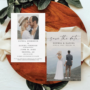 Élégant Script Moderne Enregistrer Le Carte photo 