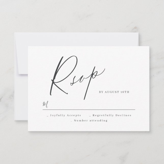 Elégant script moderne minimaliste mariage RSVP (Devant)