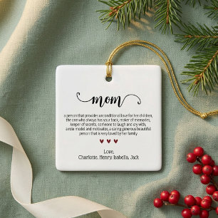 Elegant Script Mom Definition Custom Christmas Ceramic Ornament