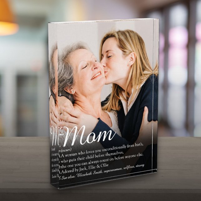 Elegant Script Mom Definition Quote Photo Block (Elegant Script Mom Definition Quote Photo)