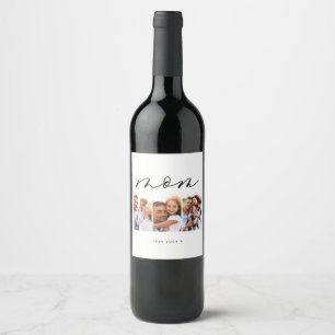 elegant script mom gift wine label