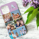 Elegant Script Monogram 6 Photo Lilac and Mint iPhone 12 Pro Max Case<br><div class="desc">Elegant and feminine, personalized iPhone case in lilac, mint green and grey, with 6 of your favourite photos as well as your monogram. This pretty design has a bold initial with handwritten script typography for your name. The photo template is set up for you to add 6 pictures which are...</div>