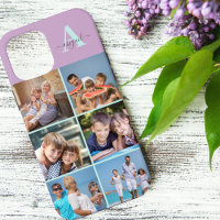 Elegant Script Monogram 6 Photo Lilac and Mint