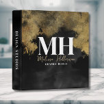 Elegant Script Monogram Black Gold Binder<br><div class="desc">This versatile binder can be personalized for any business or professional use, from office organization to school supplies. It works perfectly for businesses like marketing, consulting, or a personalized home office, and can even be customized as a stylish recipe cookbook or photo album. Featuring a sleek black background with faux...</div>