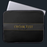 Elegant Script Monogram Black & Gold Laptop Sleeve<br><div class="desc">Elegant looking monogram design,  customize as you like!</div>