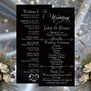 Elegant Script & Monogram - Black Wedding Program