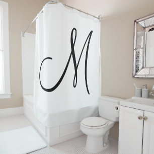 Elegant Script Monogram Black White Initial