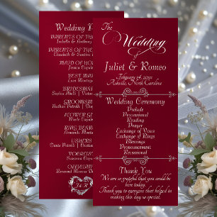 Elegant Script & Monogram - Burgundy Wedding Program