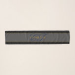 Elegant Script Monogram Dark Navy Blue Grey & Gold Scarf<br><div class="desc">Elegant looking,  monogram styled design. Customize as you like!</div>