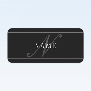 Elegant Script Monogram Editable Black Grey White