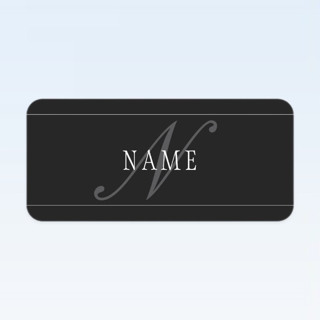 Elegant Script Monogram Editable Black Grey White (Creator Uploaded)