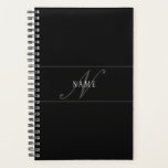 Elegant Script Monogram Editable Black Grey White Planner<br><div class="desc">Elegant looking text design,  customize as you like!</div>