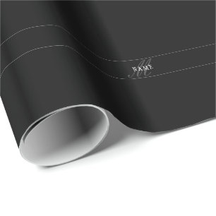 Elegant Script Monogram Editable Black Grey White Wrapping Paper