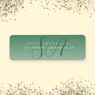 Elegant Script Monogram Green Ombre Return Address