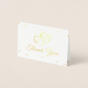 Elegant Script Monogram Hearts Confetti Foil Card