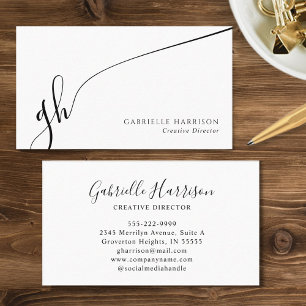 Elegant Script Monogram Initials Calligraphy Swash Business Card