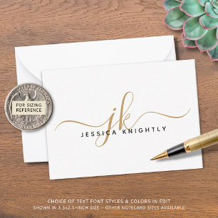 Elegant Script Monogram Initials Name Gold Black Card