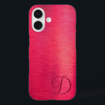 Elegant Script Monogram Magenta Metallic iPhone 16 Case<br><div class="desc">Monogrammed magenta pink ombre metallic cell phone case with your choice of font styles and colors (shown with an elegant script calligraphy font in dark magenta). OPTIONS: The sample is shown in the iPhone 14 model and Barely There case style--other phone models and case style are shown on the ordering...</div>