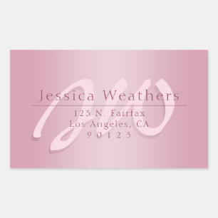 Elegant Script Monogram Mauve Ombre Return Address Sticker