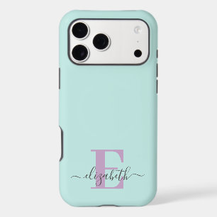 Elegant Script Monogram Mint and Lilac
