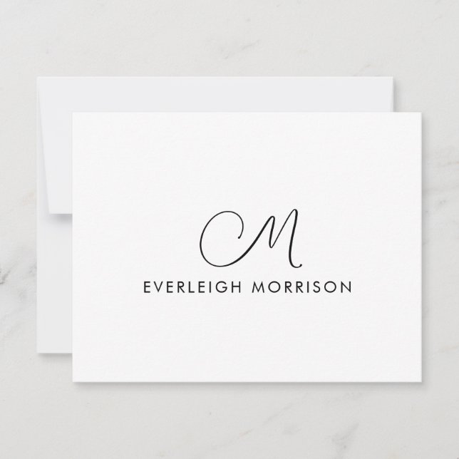 Elegant Script Monogram Modern Stationery  Card (Front)