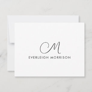 Elegant Script Monogram Modern Stationery  Card
