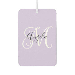 Elegant Script Monogram Pale Lavender Cat Photo Air Freshener