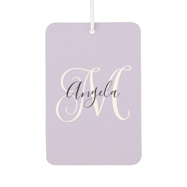Elegant Script Monogram Pale Lavender Cat Photo Air Freshener (Front)