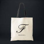 Elegant Script Monogram Personalized Bridesmaid Tote Bag<br><div class="desc">Elegant tote bag featuring script and modern typography. Other colours are available. Perfect for a personalized gift for weddings,  birthdays and other events.</div>