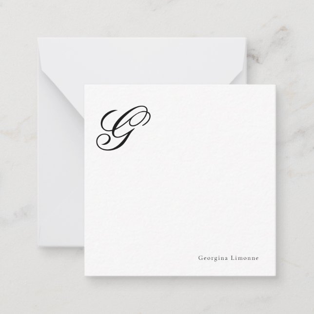 Elegant Script Monogram Personalized Card (Front)