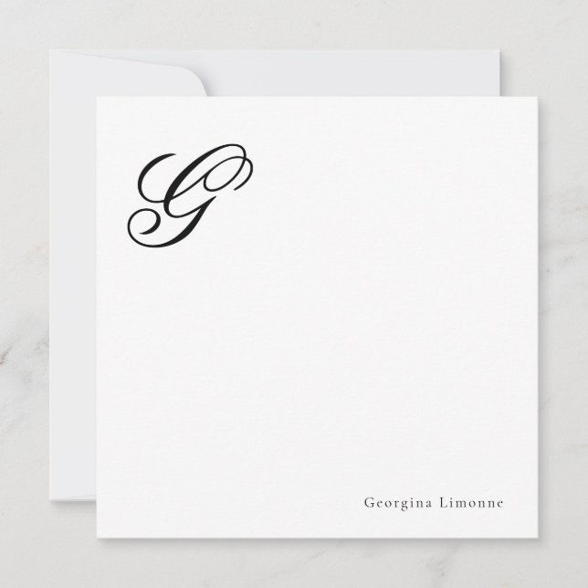 Elegant Script Monogram Personalized Card (Front)