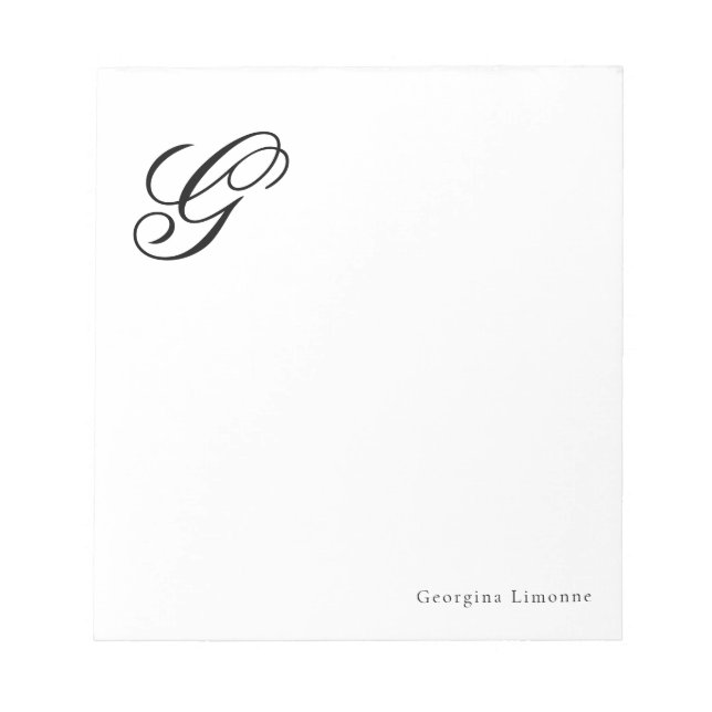 Elegant Script Monogram Personalized Notepad (Front)