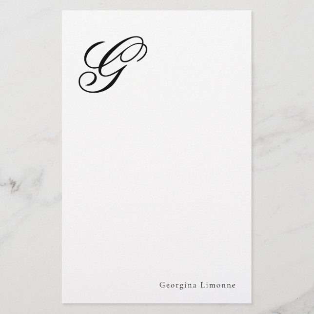 Elegant Script Monogram Personalized Stationery (Front)